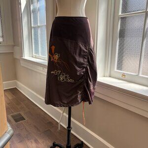 Brown Cargo Midi Skirt with Fun Designs